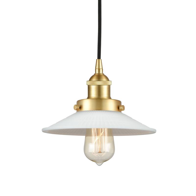 Innovations Lighting 616-1PH-6-9 Halophane Pendant Halophane 9" Wide - Satin Gold / Matte White Halophane