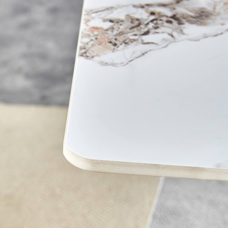Roomfitters Pandora Sintered Stone Dining Table with Gold Stainless Butterfly Legs for Dining Room