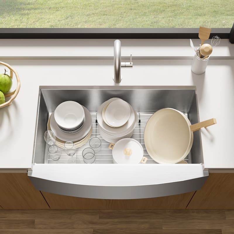 TECASA OPWS201 Farmhouse Kitchen Sink 30 in Round Apron Front 16g T304 - 30"x 22"