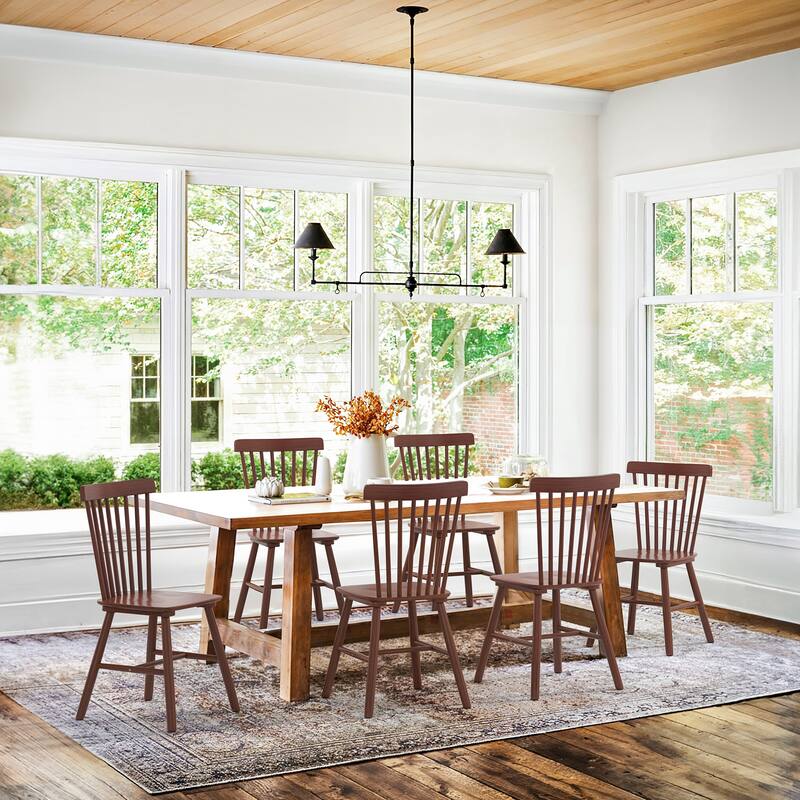 Coastal Set of 6/4/2 Windsor Solid Wood Dining Chairs Modern Wood Frame Side Chairs for Kitchen and Dining Room