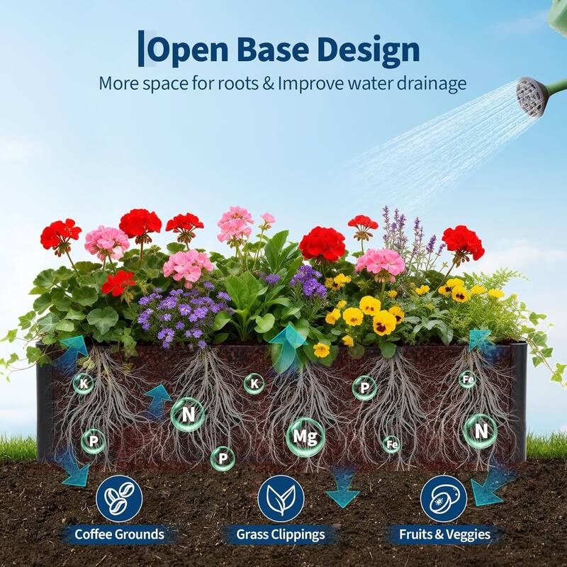 Square Metal Planter Box, Open Base Design