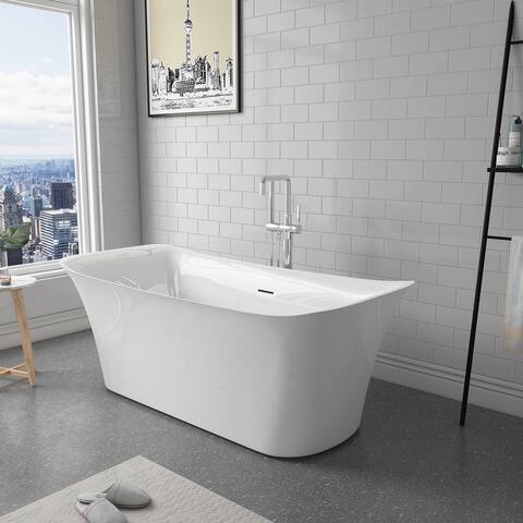 Vinnova Gorizia White Acrylic 67 in. Freestanding Soaking Bathtub - 67 inches - 67 inches