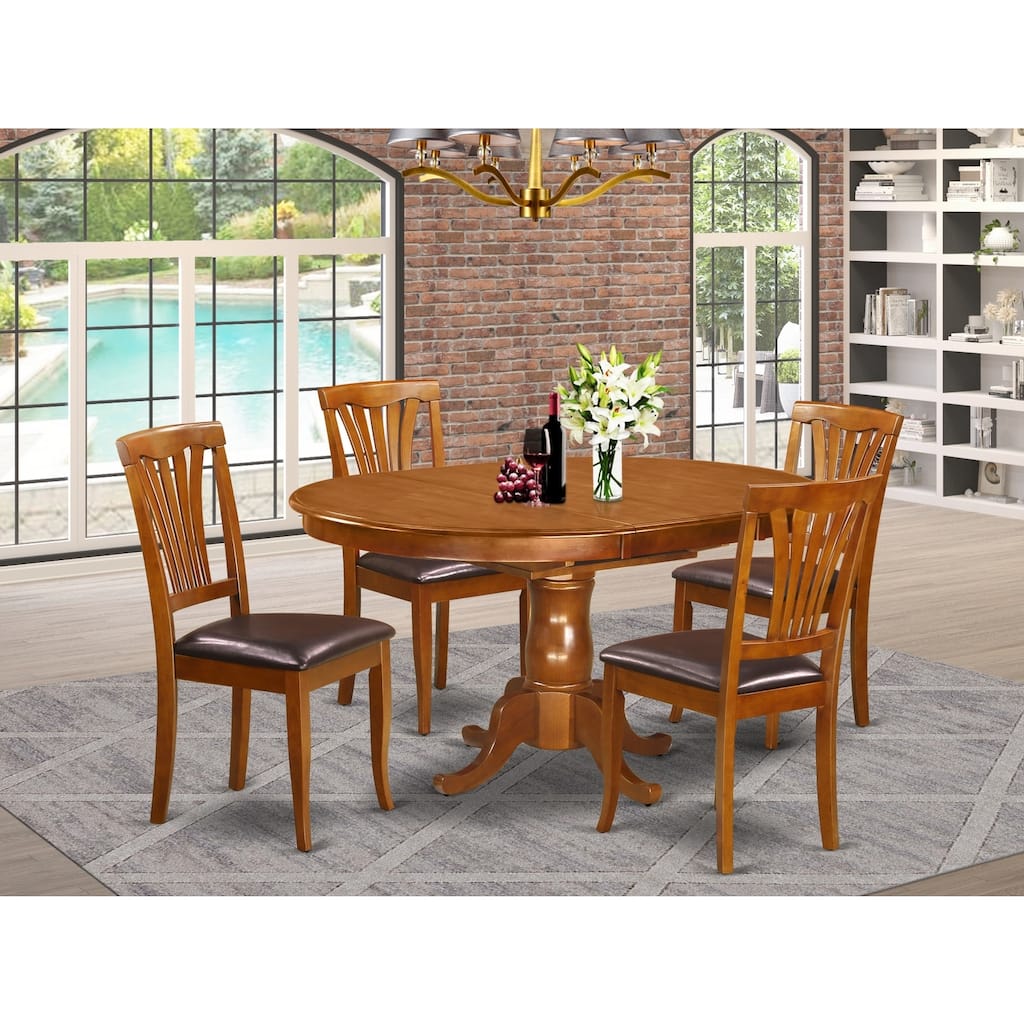 Kitchen Dinette Set - Table and Chairs - Saddle Brown Espresso Finish - Rubberwood Dining Room Furniture