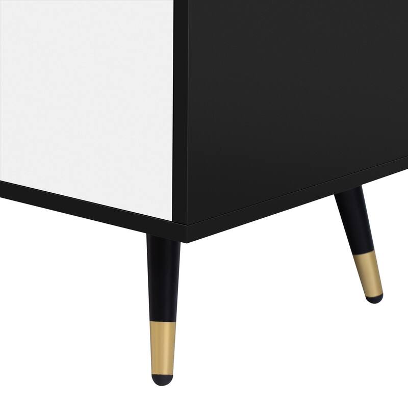 71" Modern TV Stand with 2 Cabinets & Open Compartments, Entertainment Center for TVs up to 80", Television Console