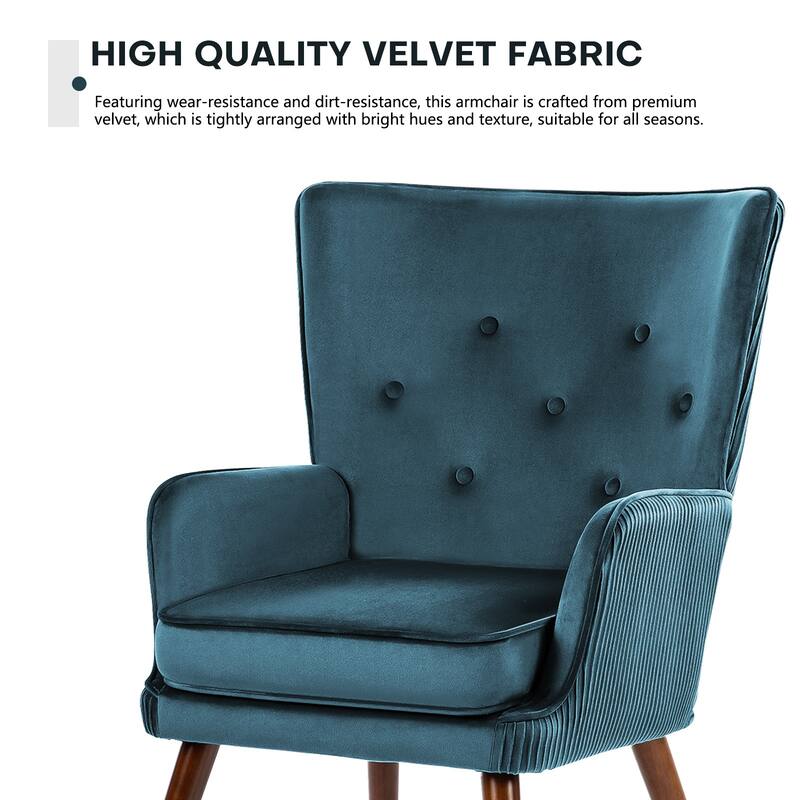 Velvet Upholstered Accent Chair Armchair for Living Room