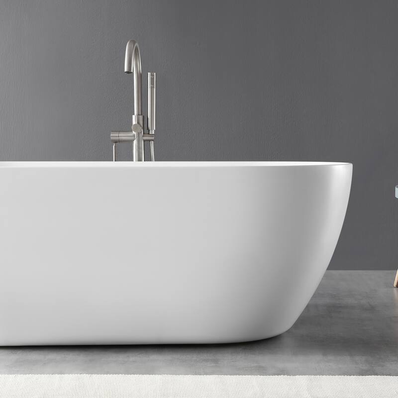 OVE Decors Ayago 59 in. Seamless White Acrylic Freestanding Oval Bathtub