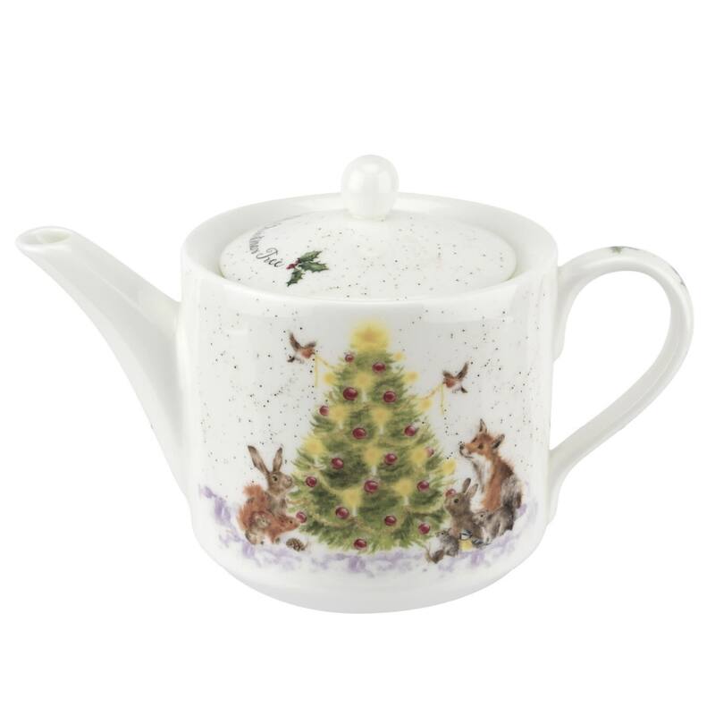 Royal Worcester Wrendale Designs Oh Christmas Tree Teapot - 16 oz - Off-White - 16 oz