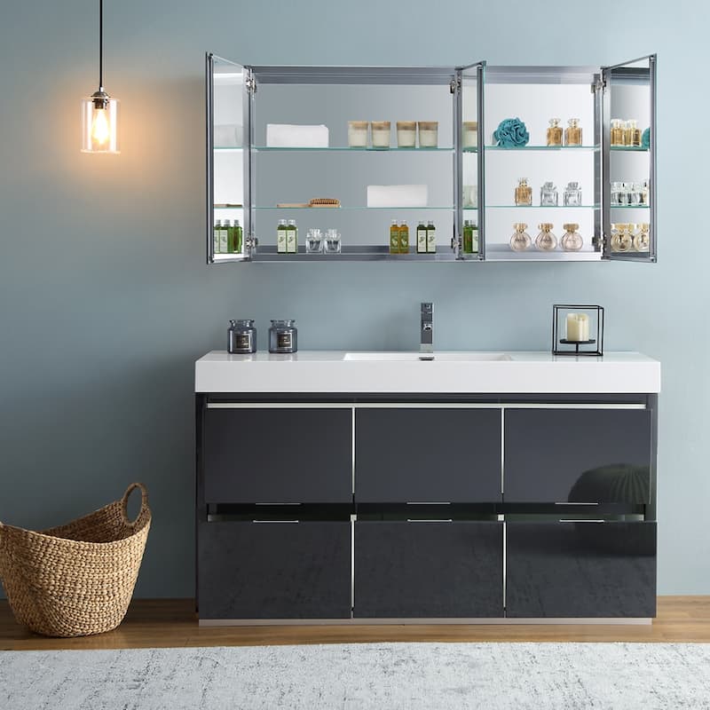 Fresca Senza 60" Single Vanity Set with Wood Cabinet and Acrylic