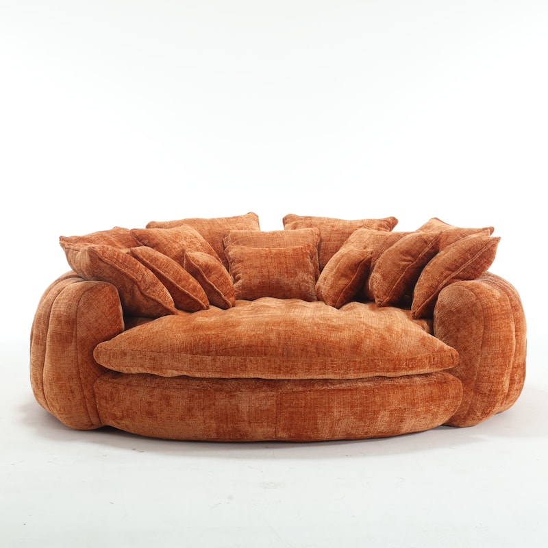 Comfortable Oversized Double Loaf High Back Round Sofa Bed with Armrests