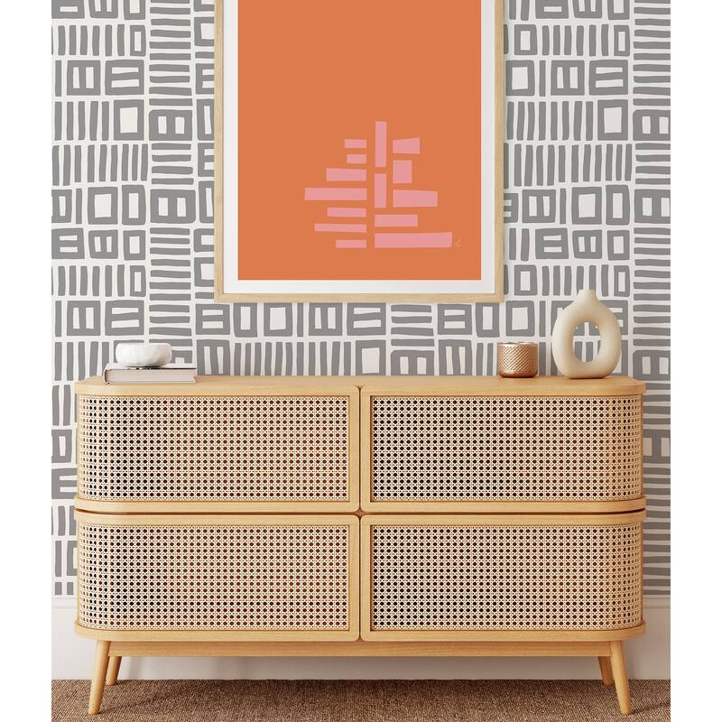 Black Pepper Paperie Grey Traverse Peel & Stick Wallpaper