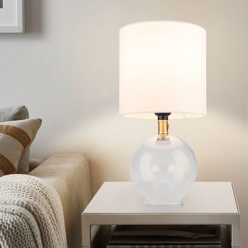 1-light Small Drum Table Lamp with Glass Base