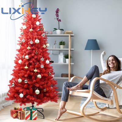 PVC Christmas Automatic Fireproof Artificial Christmas Red Tree