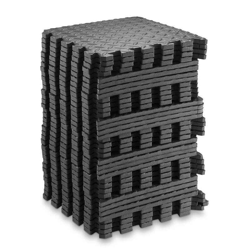 36 Gym Exercise Flooring Mats 12in Foam Workout Floor Tiles Black - Medium