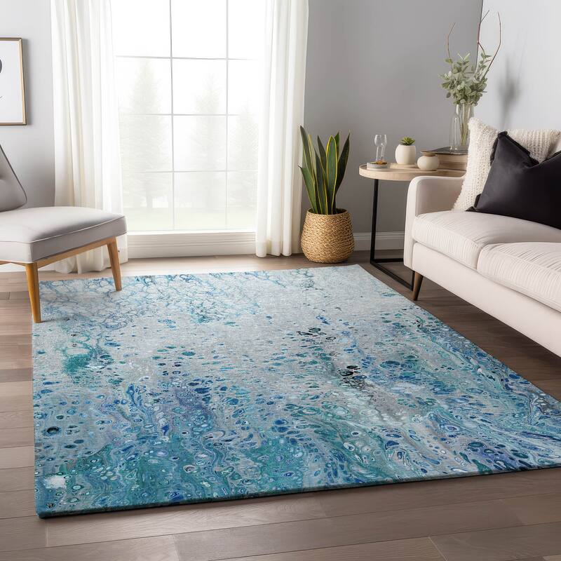 Premium Washable Super Soft Abstract Contemporary Mayfield Rug - Blue - 2' 6" x 3' 10" - Rectangle