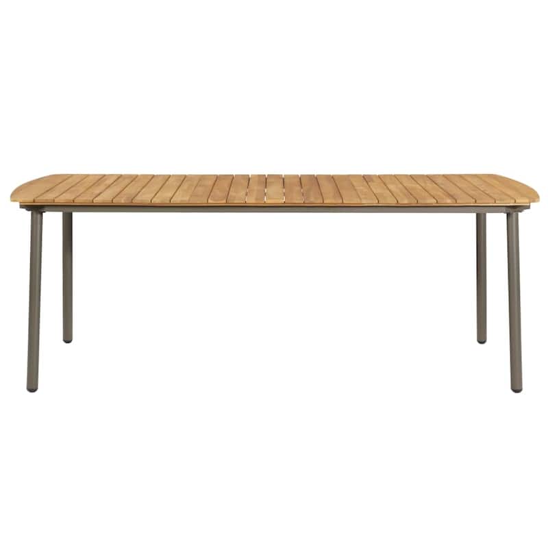 vidaXL Patio Table Garden Outdoor Dining Table Solid Acacia Wood and Steel