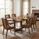 preview thumbnail 1 of 17, Christopher Knight Home - Valencia 7-Piece Dining Set Wood Veneer Dining Table with Beige Upholstered Chairs and Walnut Finish Beige+Walnut