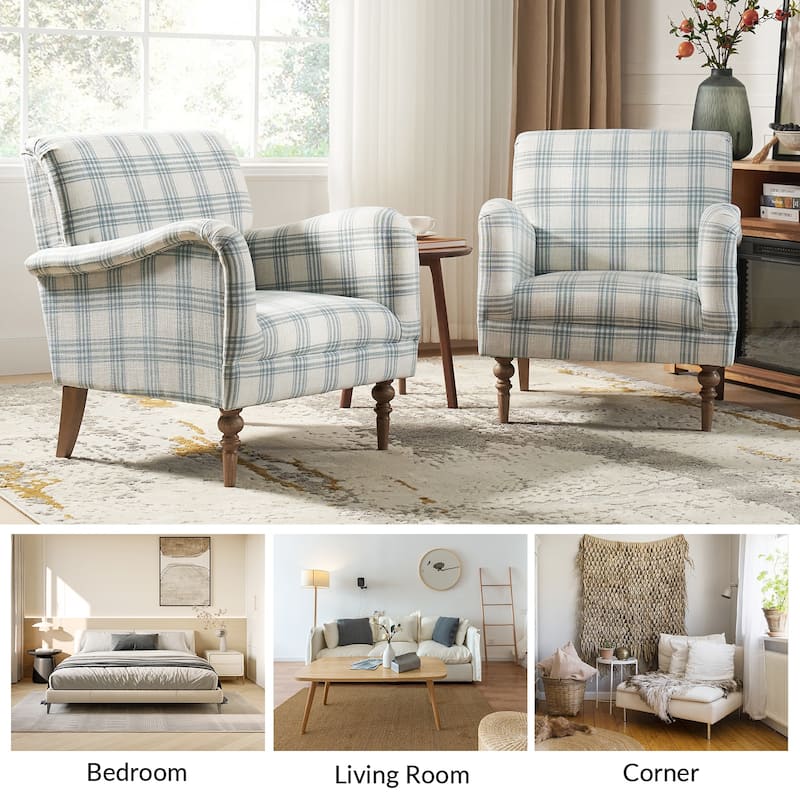 Mandan 29.5" Wide Traditional Accent Armchair with Solid Wood Legs Set of 2 by HULALA HOME