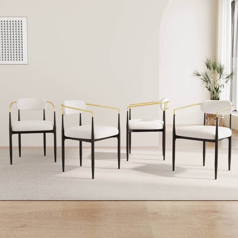 Velvet Dining Chairs set of 2, Modern Dining Chairs Arm Chair with Metal Armrest and Legs Accent Chairs for Kitchen