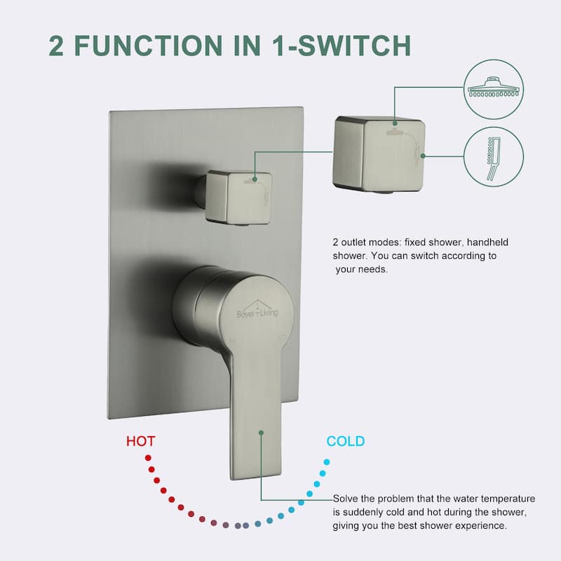 10 in. Wall Mount Dual Shower Heads, Shower System with Valve - 10"