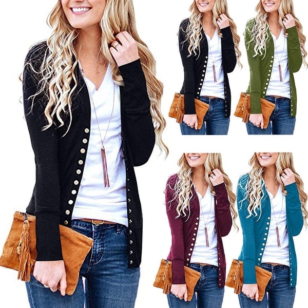 womens long button cardigan