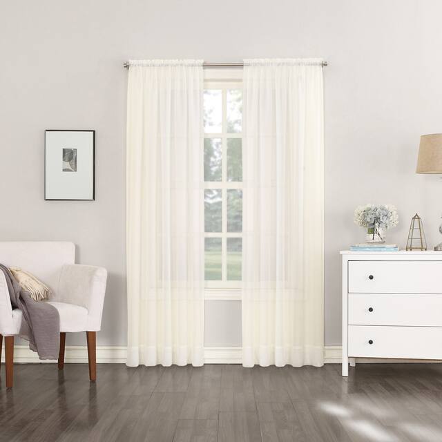 No. 918 Emily Voile Sheer Rod Pocket Curtain Panel, Single Panel - 59x54 - Eggshell