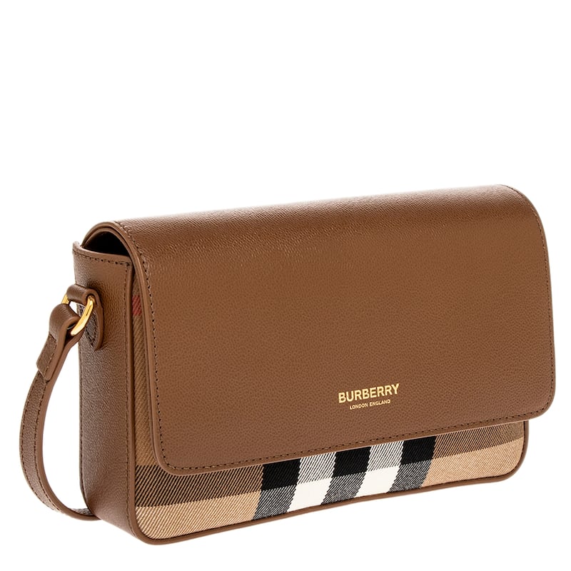 Burberry Hampshire Small House Check & Leather Crossbody