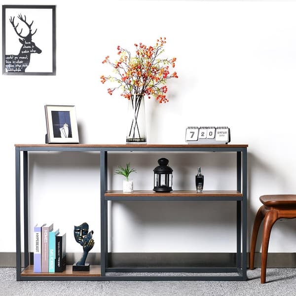 3 Tier 53 Wide Narrow Console Table Bookshelf Storage Rack Shelf Overstock 31763109 Instructions on how to make your very own behind the couch console table. usd