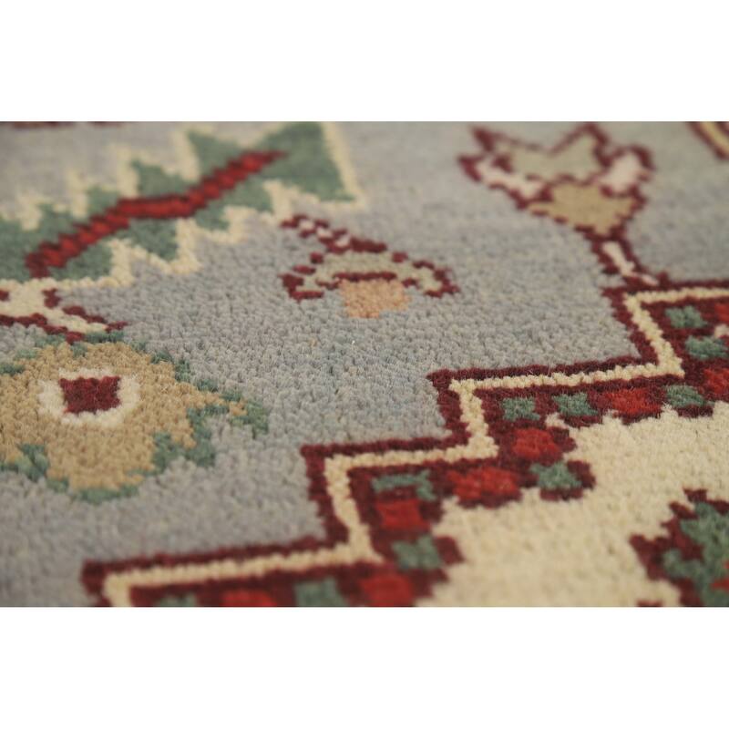 Hand Knotted Oriental 100% Wool Carpet Traditional Medallion Navy Blue & Blues Heriz (serapi) Area Rug - 9' 9'' X 7' 11''