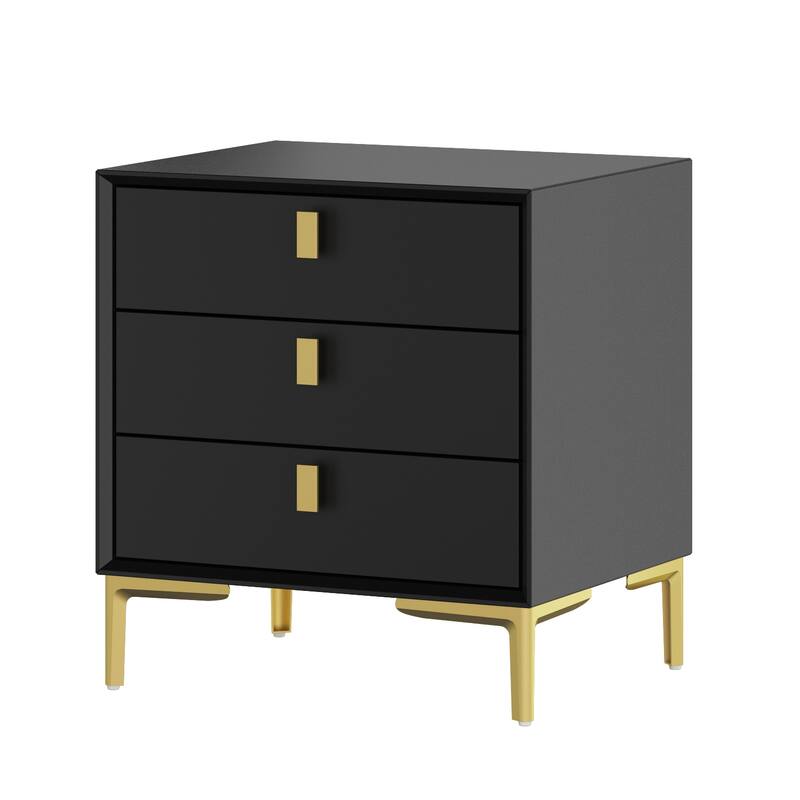 Kerrogee Black/White Bevelled Three-Drawer Bedside Table