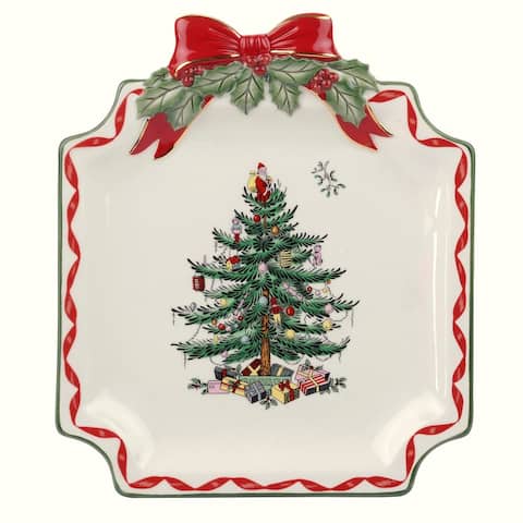 Spode Christmas Tree Ribbons Collection Canape Plate - 6.5 inch