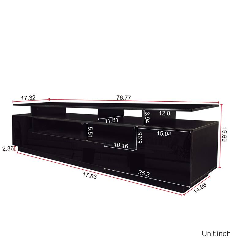 Modern LED TV Stand with Adjustable Lights, Large Storage, and Sturdy ...
