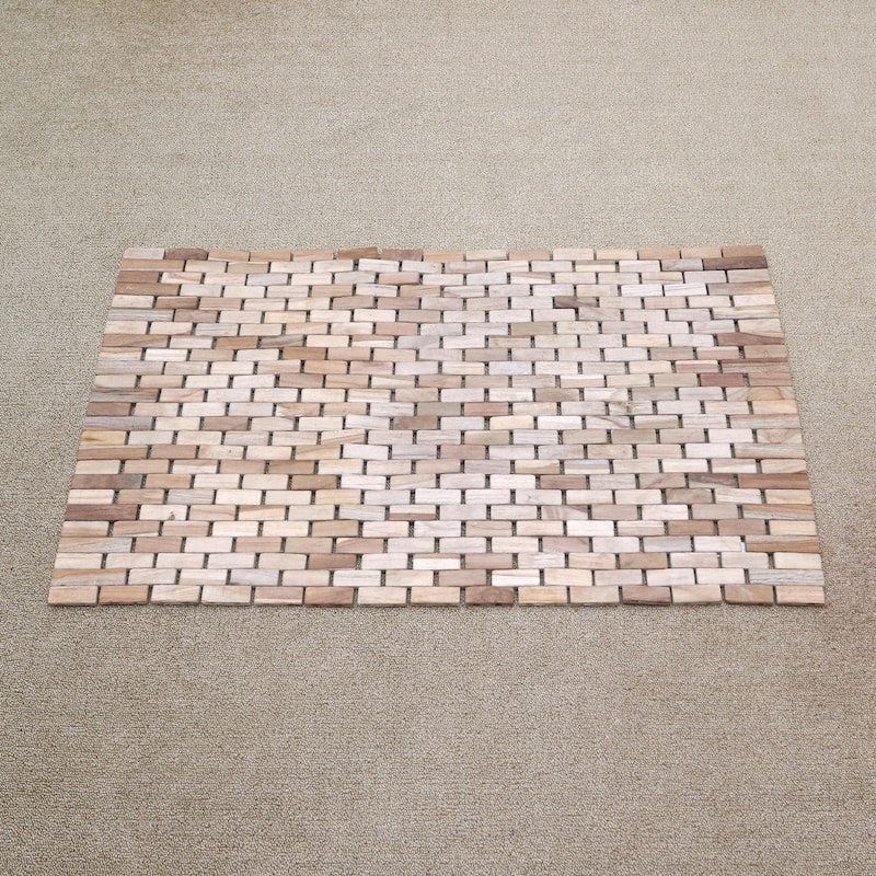 Novica Handmade Surabaya Sidewalk Teak Wood Mat