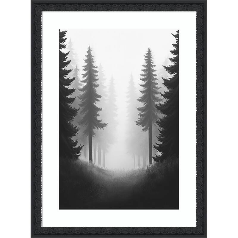 Contrast Trees No. 1 by Tradelink inhouse artist Wood Framed Wall Art Print - Bethany Black