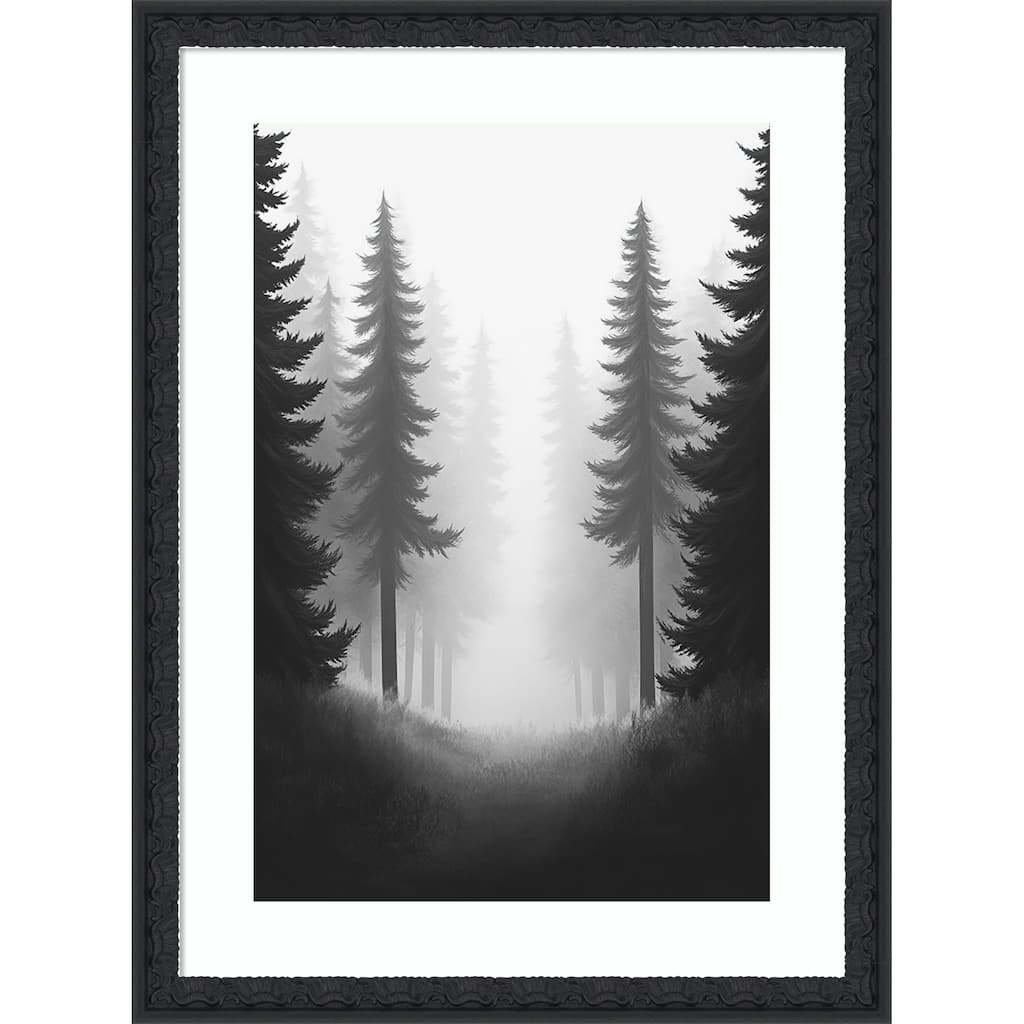Contrast Trees No. 1 by Tradelink inhouse artist Wood Framed Wall Art Print - Bethany Black