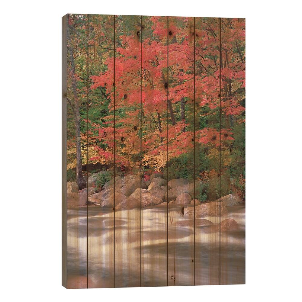 Autumn Along Swift River, White Mountains National Forest, New Hampshire - Vertical Print On Wood by Tim Fitzharris