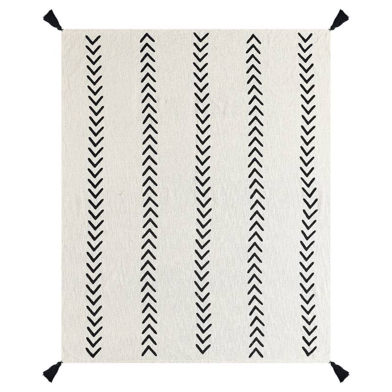 Sevita Modern Boho Basic Chevron Cotton Throw Blanket