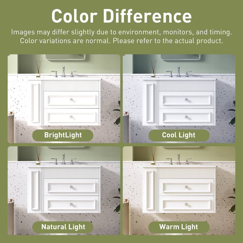 30'' Floating Bathroom Vanity with Single White Integrated Ceramic Sink - 30'' x 18.3'' x 19.4''