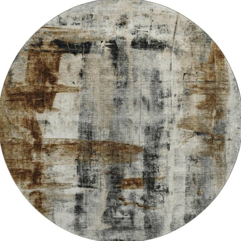 HomeRoots Abstract Transitional Round Area Rug - 8' Round