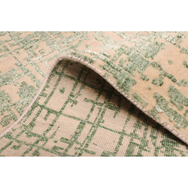 ECARPETGALLERY Hand-knotted Legacy Green Silk, Wool Rug - 2'6 x 12'3