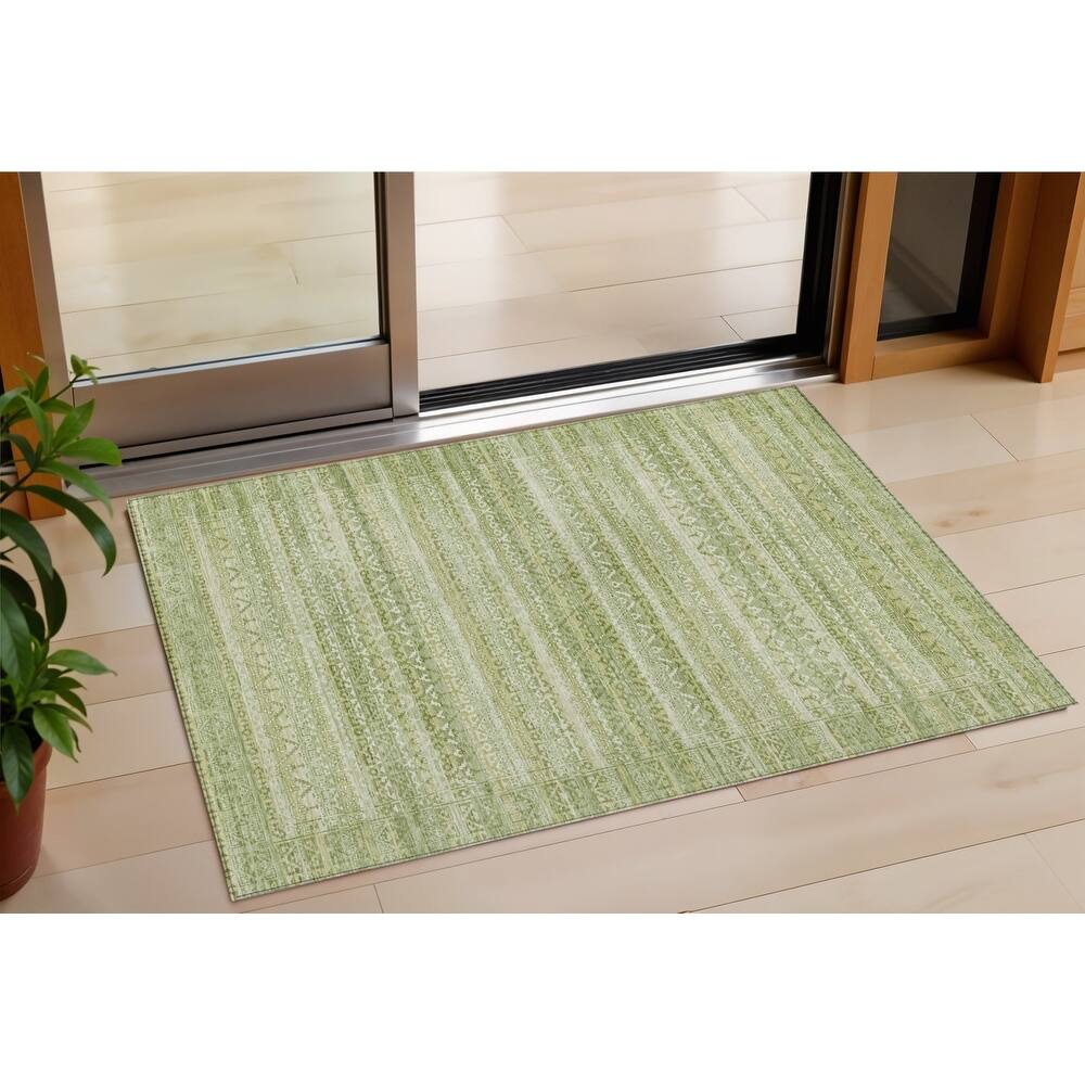 HomeRoots Striped Transitional Rectangle Outdoor Rug