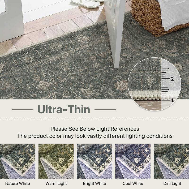 Mcow Vintage Collection Distressed Floral Low-Pile Machine-Washable Area Rug - 8' x 10'