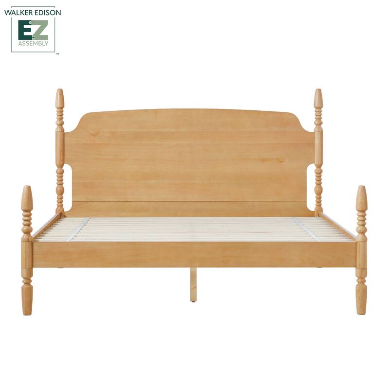 Walker Edison Easy Assembly Solid Wood King Bed with Wood-Turning Detail
