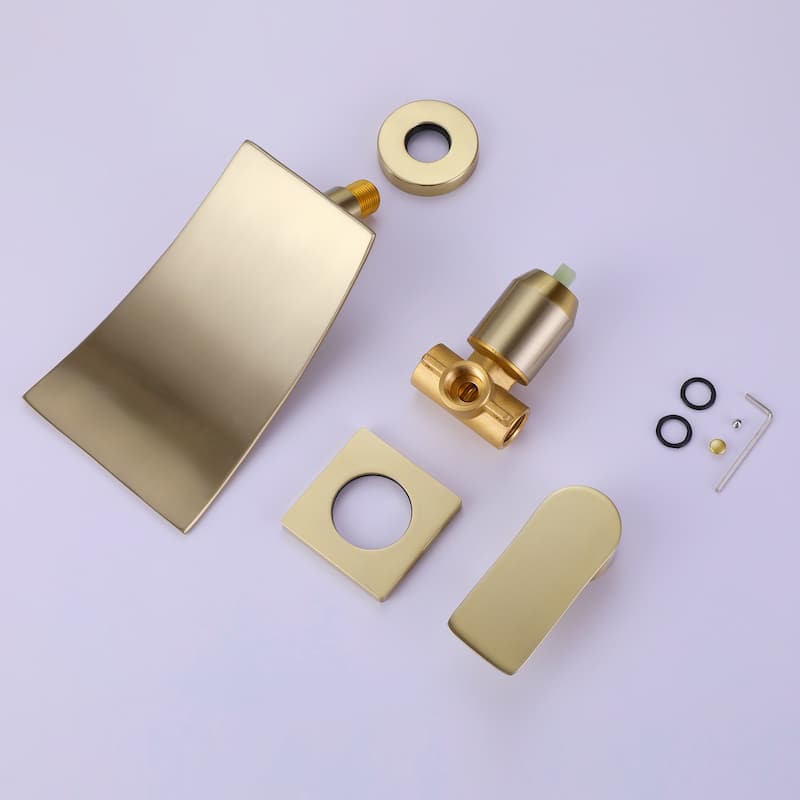 Solid Brass Wall Mounted Waterfall Bathroom Sink Faucet
