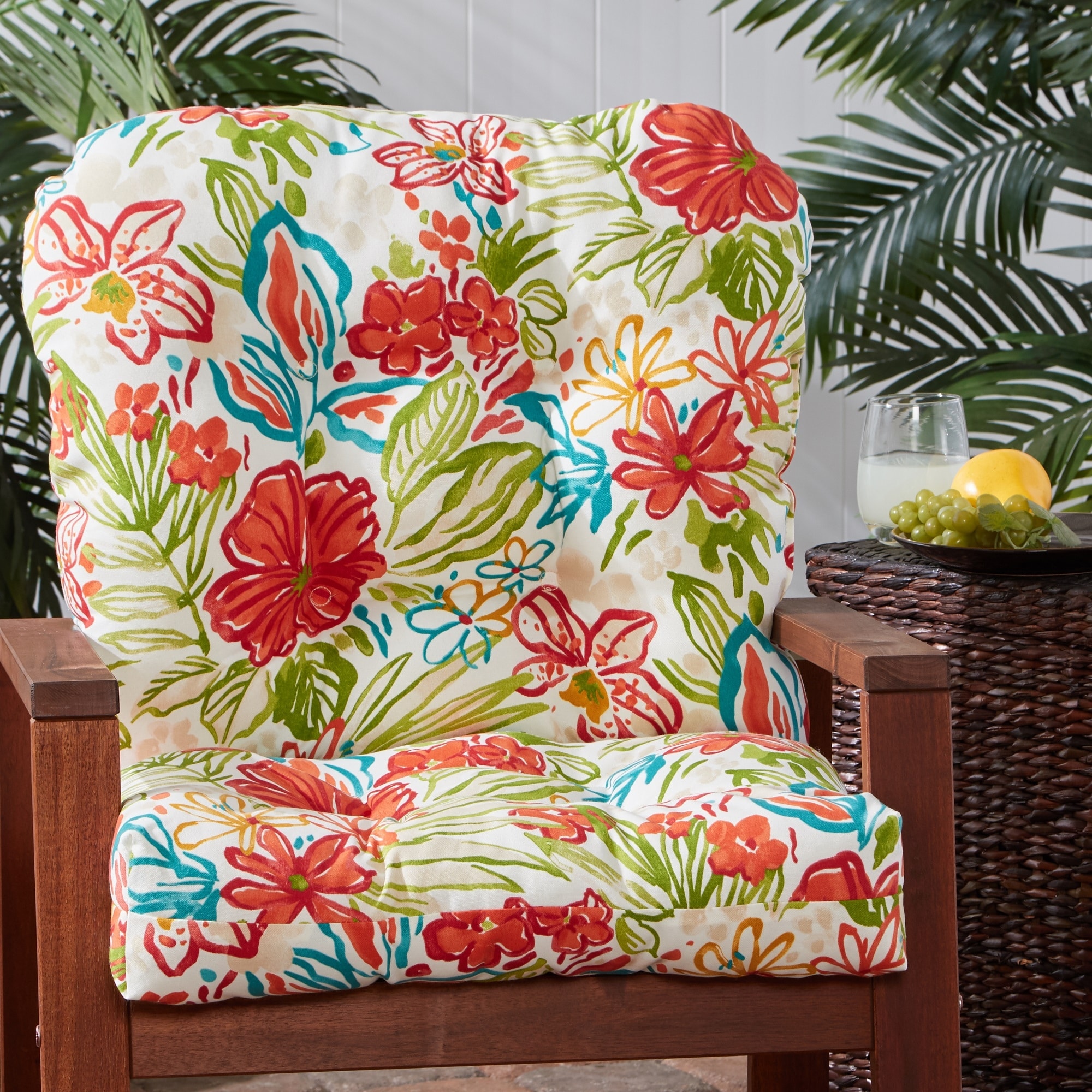Breeze Floral 21 inch x 42 inch Outdoor Chair Cushion Cushion Only