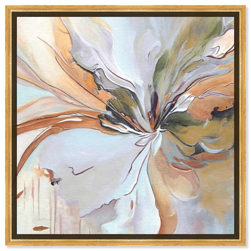 Art Remedy Golden Aesthetic Framed Boho Abstract 1 Piece Canvas Wall Art - 17 x 17 - Gold