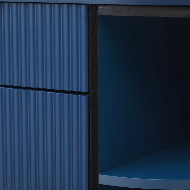 Modern Storage Cabinet, Stripe MDF Sideboard with Aluminum Handles