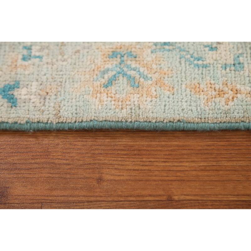 Hand Knotted Oriental 100% Wool Carpet Transitional Floral Green Oushak Area Rug - 3' 2'' X 2' 0''