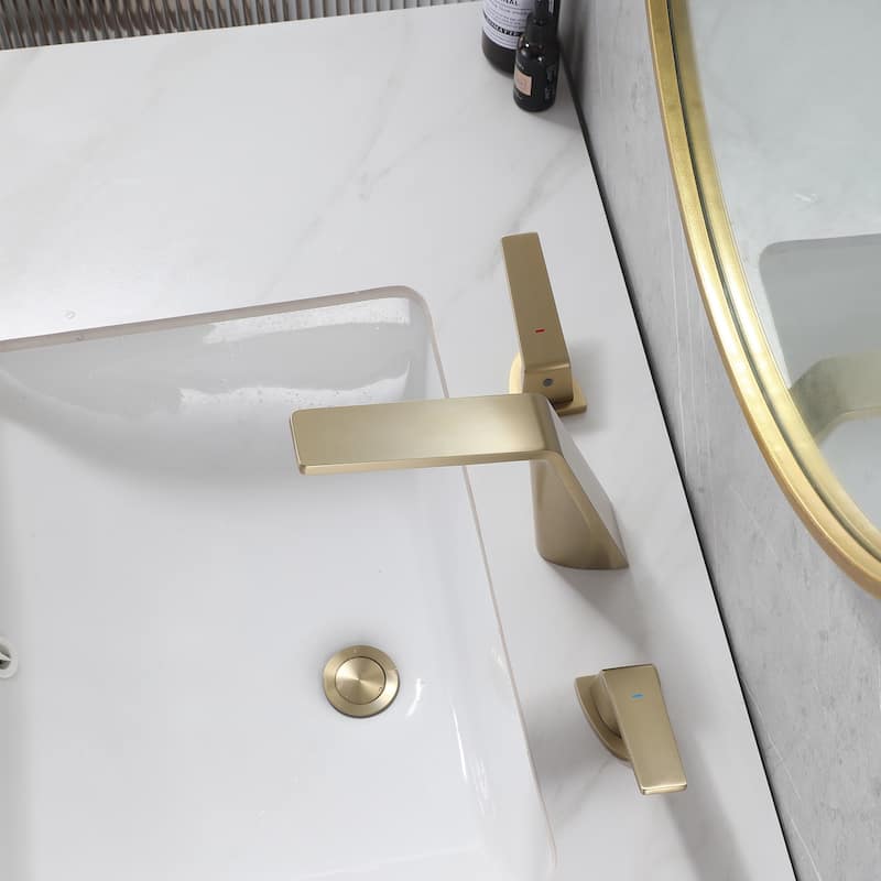 Widespread Deck Mount 2-Handle Bathroom Faucet with Pop Up Drain