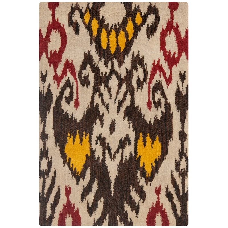 SAFAVIEH Handmade Ikat Maayke Modern Wool Rug - 2' x 3' - Beige/Brown