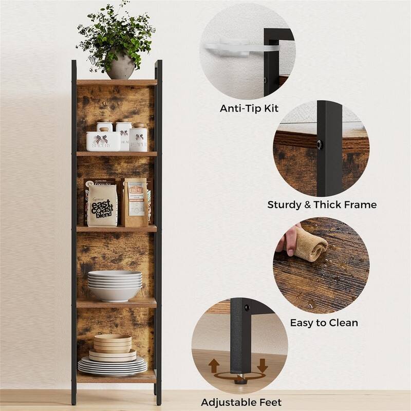 5 or 6 Tier Bookshelf Narrow Bookcase for Small Space
